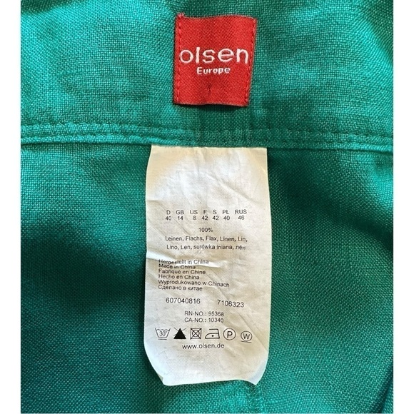 Olsen Green Linen Panelled A-Line Scalloped Hem Maxi Skirt - Size 14 - Picture 4 of 10